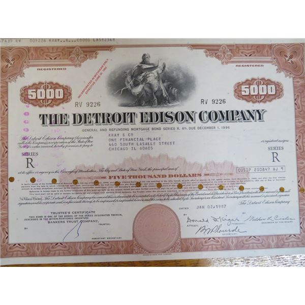 RARE Detroit Edison Stock Certificate