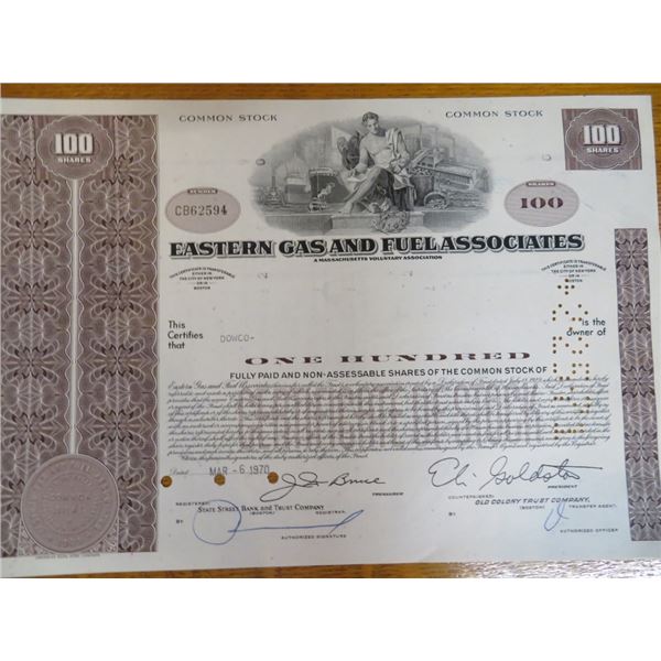 Eastern Gas & Fuel Stock Certificate