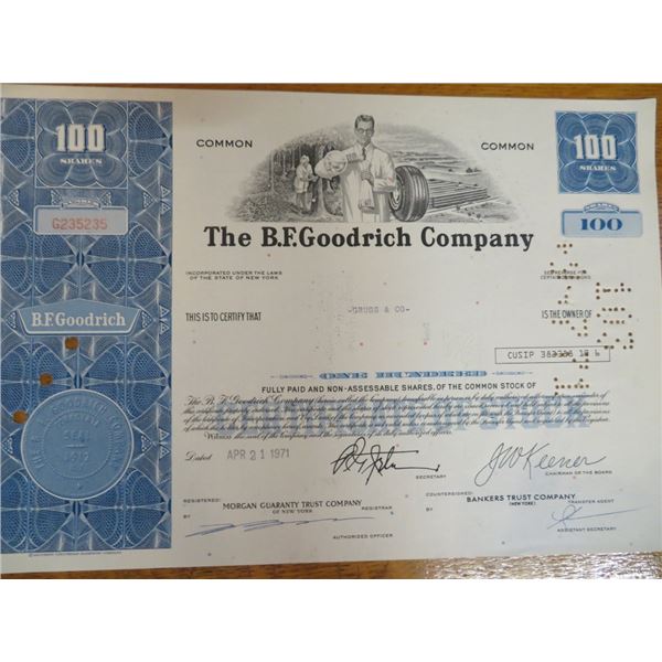 Famous BF Goodrich Stock Certificate