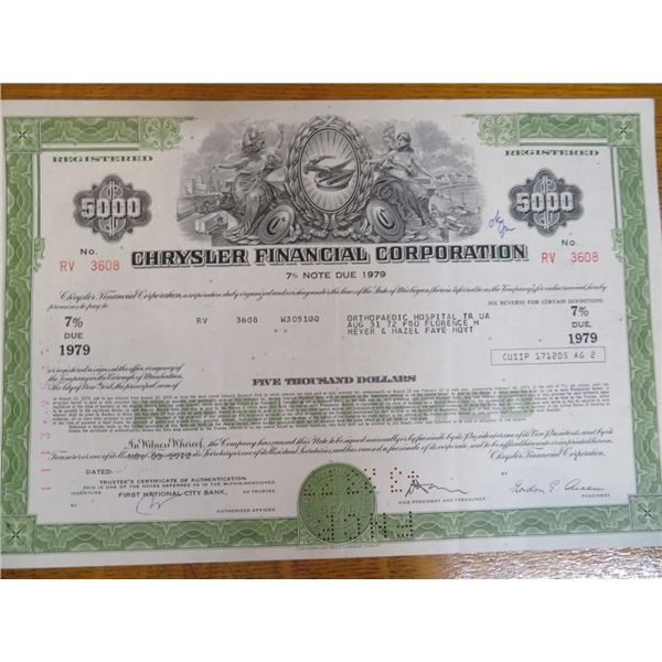 Chrysler Financial Stock Certificate