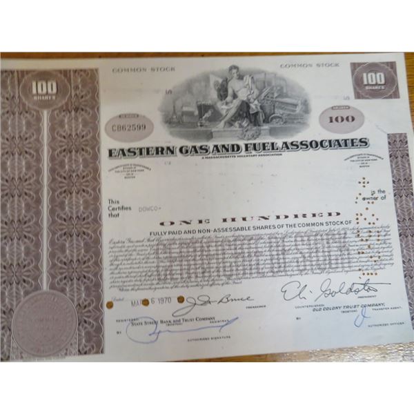 Eastern Gas & Fuel Stock Certificate
