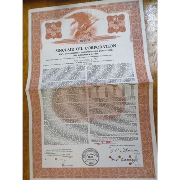 RARE Sinclair Oil Co. Stock Certificate
