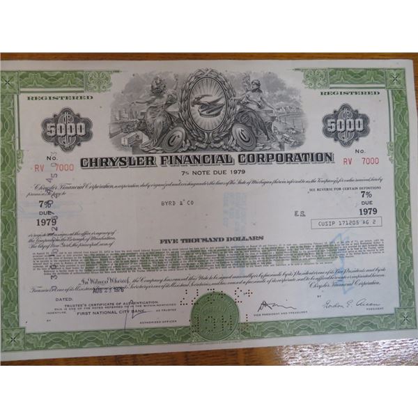 Chrysler Financial Stock Certificate