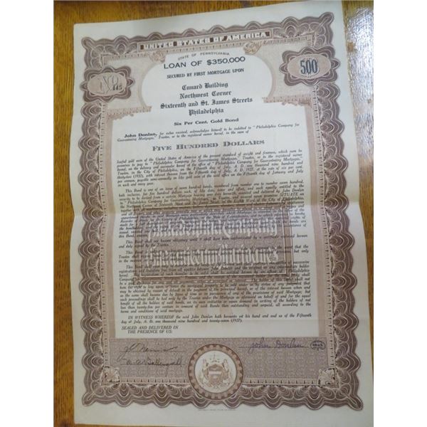 USA Loan Mortgage Bond Large Size