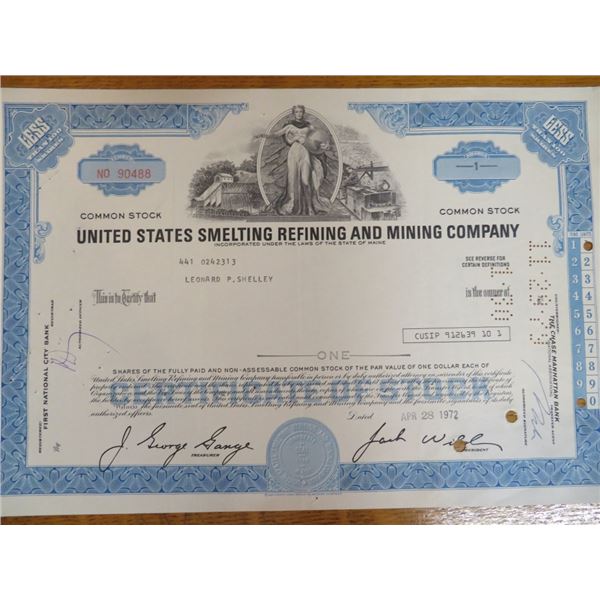 USA Smelting & Mining Stock Certificate