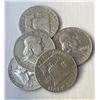 Lot of 5 Franklin Half Dollars 90% Silver