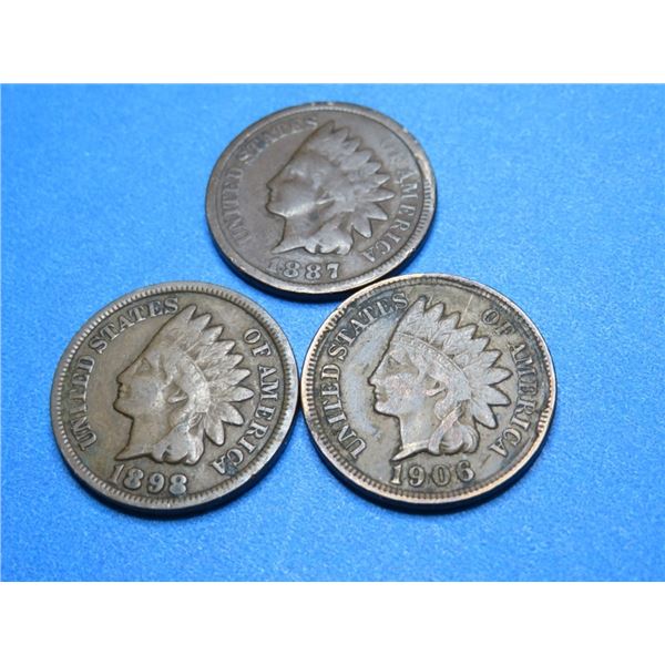 1887-1906-1898 Indian Head Cents