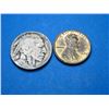 Image 1 : 1909 VDB  Lincoln Wheat Cent- 1927 Buffalo Nickel