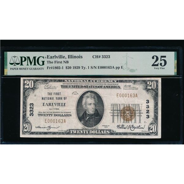 1929 $20 Earlville IL National PMG 25