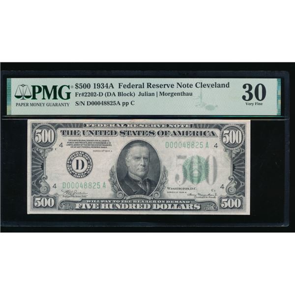 1934A $500 Cleveland FRN PMG 30