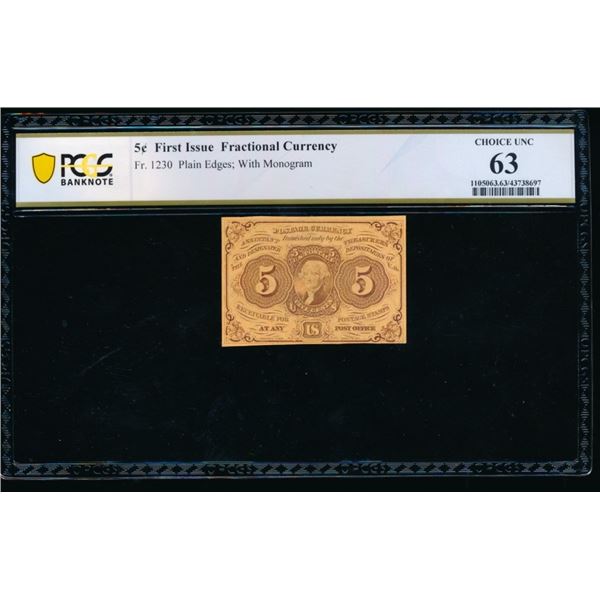 5 Cent First Issue Fractional PCGS 63