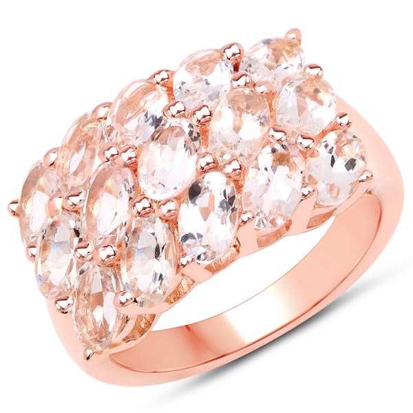 Plated 14KT Rose Gold 3.30ctw Morganite Ring