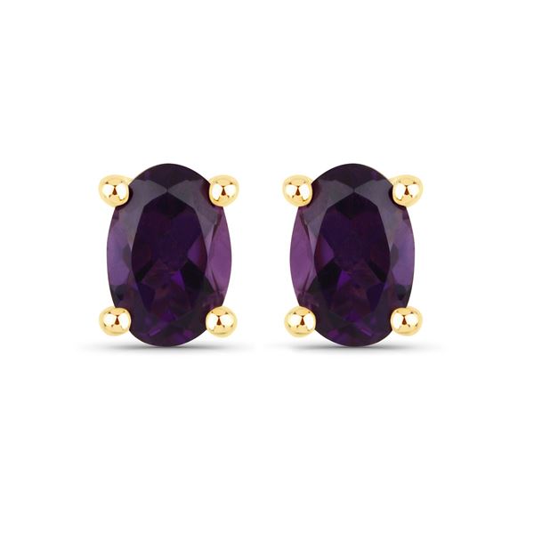 Plated 18KT Yellow Gold 0.84ctw Amethyst Earrings