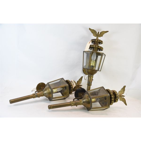 Box Lot 3 Brass Eagle Outdoor Lamps
