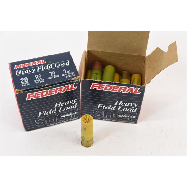 43 Rounds Mixed 20 Gauge 2-3/4" 1 oz Factory Field Loads Mostly Federal