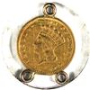 Image 2 : 1857 USA $1 Gold 'Indian Princess Head' VF-EF (Mounted). 0.04837 ozt