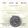 Image 1 : 5-cent 1959 ICCS Certified MS65
