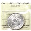 Image 1 : 1942 Canada 50-cent ICCS MS63