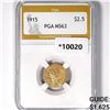 Image 1 : 1915 $3 Gold Piece PGA - MS63