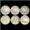 Image 2 : 1900's (6) Walking Half Dollars NICELY CIRCULATED