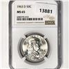 Image 1 : 1963-D Franklin Half Dollar NGC - MS65