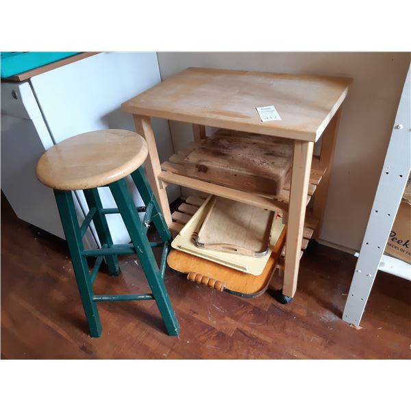 Rolling Butchers Cart & Stool Cat C