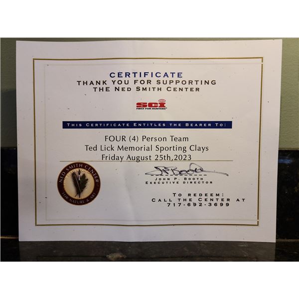 4 - Man Team for the August 25th, 2023 Ted Lick Memorial Sporting Clay Classic