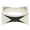 Image 1 : 14K White Gold 0.30 ctw Diamond & Black Enamel Stone Finished Squared Band Ring