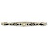 Image 1 : Antique Art Deco 14K White Gold Diamond & Black Enamel Etched Filigree Bar Pin