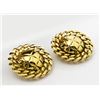 Image 4 : Chanel Gold-tone Metal Round Quilt Curb Chain Clip-on Earrings