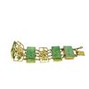 Image 4 : Antique 14k Solid Gold Chinese Large Hand Carved Jade WIDE Link Bracelet