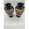 Image 5 : Pair of Antique Japanese Cobalt Porcelain Figural Satsuma Vases 10" Inches Tall