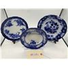 Image 2 : Three Highly Sought After Ovando Royal Staffordshire Pottery Pekin Burslem England Flow Blue