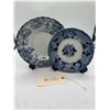 Image 2 : Two Flow Blue Plates Clinton Porcelain Plate Adams Tunstall England With Stands