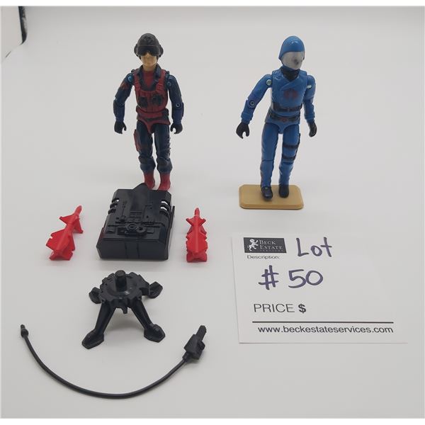 Pair of Vintage 3 3/4" Inch GI Joe Action Figures Scrap Iron Jones and Cobra Commander