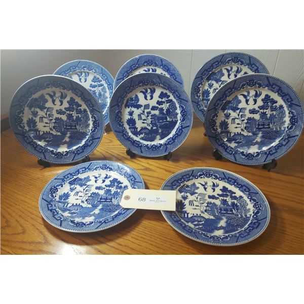 Vintage Blue Willow Transferware Plates Made in Japan Blue and White