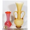 Image 1 : TWO VINTAGE COLORFUL GLASS VASES