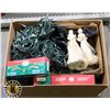 Image 1 : BOX OF ASSORTED VINTAGE CHRISTMAS DECO AND LIGHTS