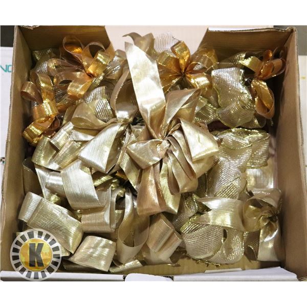 BOX OF GOLD RIBBON BOWS