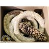 Image 1 : BOX OF 4 BUILD YOUR OWN WREATHS & LARGE PINE CONES