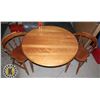 Image 2 : VINTAGE ROUND WOOD KITCHEN TABLE WITH TWO