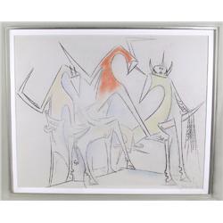 Wifredo Lam, Crayon and Pastel Drawing