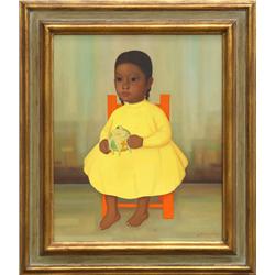 Gustavo Montoya, Nina en Amarilla con Puerco, Painting