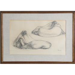 Francisco Zuniga, Seated Pair, Pastel Drawing 