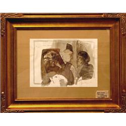 Jose Luis Cuevas, Borgia, Ink Drawing