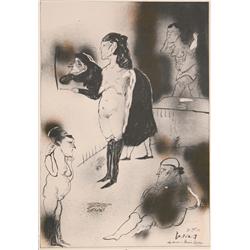 Jose Luis Cuevas, Dedicado a Ramon Xiran, Lithograph 