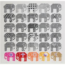 Pedro Friedeberg, Elephants, Silkscreen