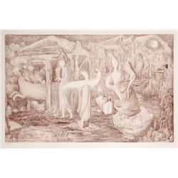 Leonora Carrington, Tuesday (Sepia), Lithograph