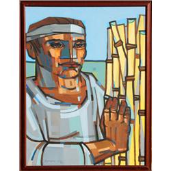 Jorge Dumas, Man with Reeds, Painting 