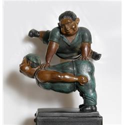 Bruno Luna, Saltando el Burro, Bronze with Patina